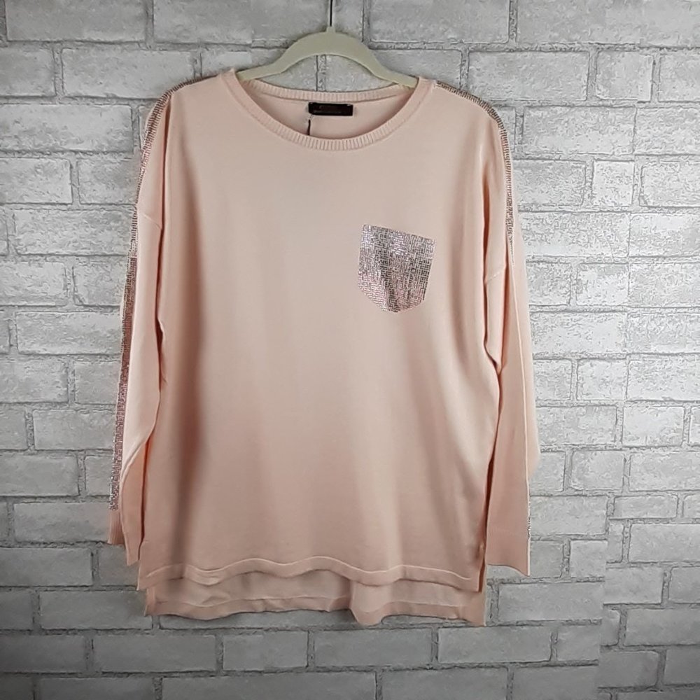 Powder Crew Neck Sweater With Sequins